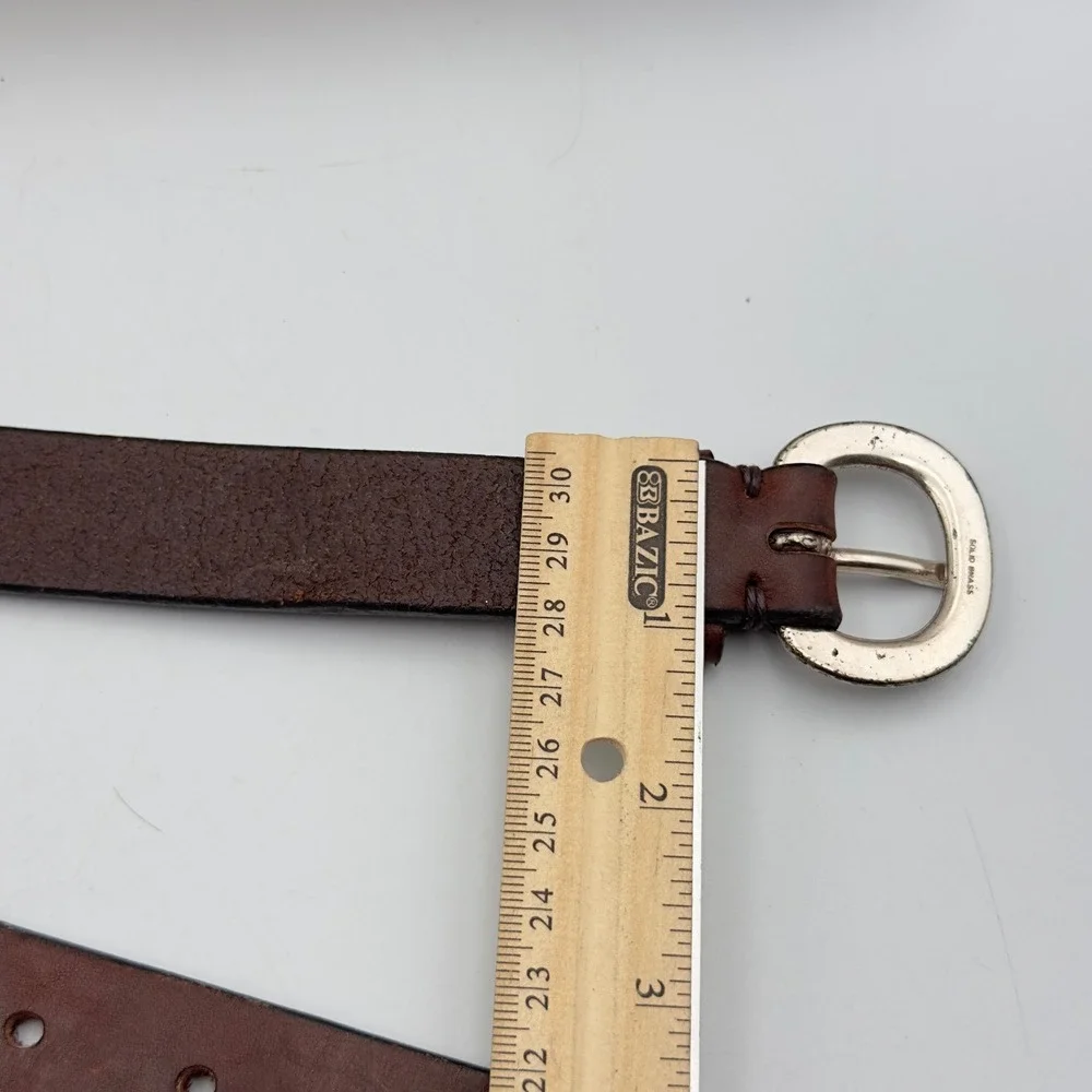 Gap Belt Brown Genuine Leather Solid Brass Buckle Y2K Size 34 Casual Classic
